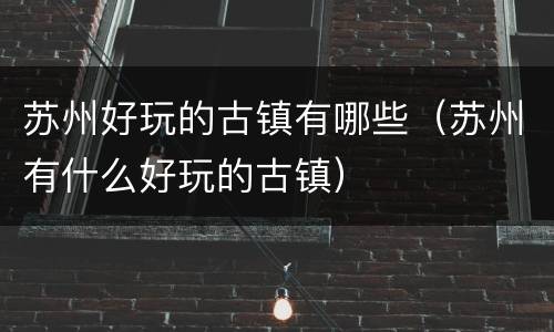 苏州好玩的古镇有哪些（苏州有什么好玩的古镇）