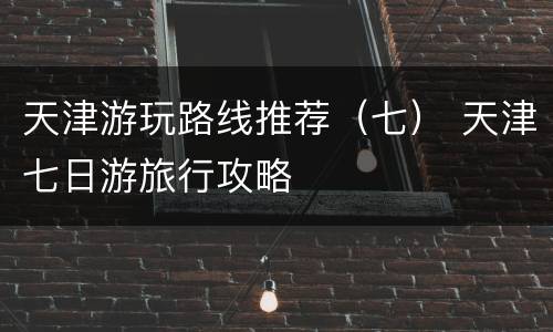 天津游玩路线推荐（七） 天津七日游旅行攻略