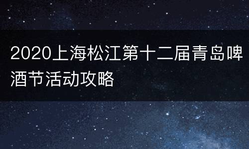 2020上海松江第十二届青岛啤酒节活动攻略