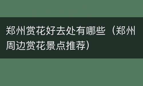 郑州赏花好去处有哪些（郑州周边赏花景点推荐）