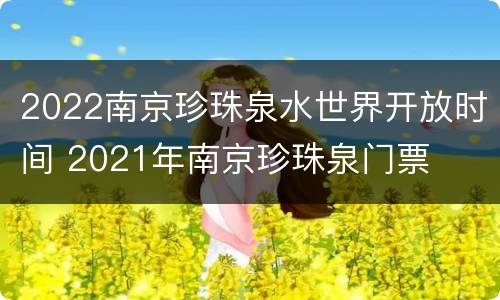 2022南京珍珠泉水世界开放时间 2021年南京珍珠泉门票