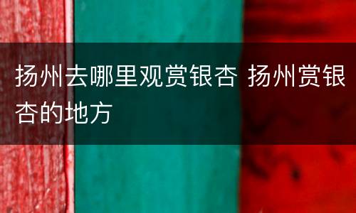 扬州去哪里观赏银杏 扬州赏银杏的地方