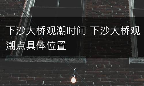 下沙大桥观潮时间 下沙大桥观潮点具体位置