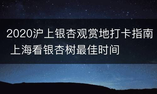 2020沪上银杏观赏地打卡指南 上海看银杏树最佳时间