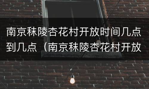 南京秣陵杏花村开放时间几点到几点（南京秣陵杏花村开放时间几点到几点）