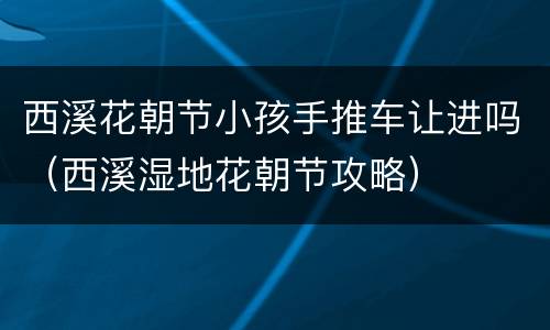 西溪花朝节小孩手推车让进吗（西溪湿地花朝节攻略）