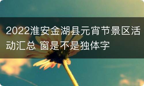 2022淮安金湖县元宵节景区活动汇总 窗是不是独体字