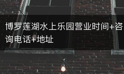 博罗莲湖水上乐园营业时间+咨询电话+地址