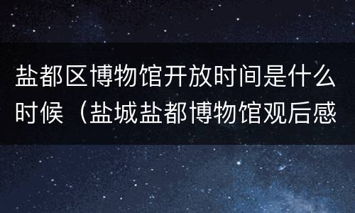 盐都区博物馆开放时间是什么时候（盐城盐都博物馆观后感）