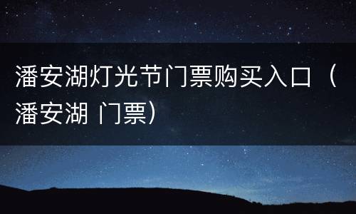 潘安湖灯光节门票购买入口（潘安湖 门票）