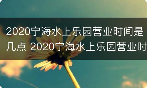 2020宁海水上乐园营业时间是几点 2020宁海水上乐园营业时间是几点到几点