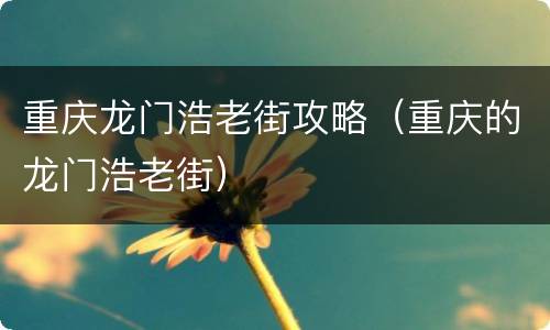 重庆龙门浩老街攻略（重庆的龙门浩老街）