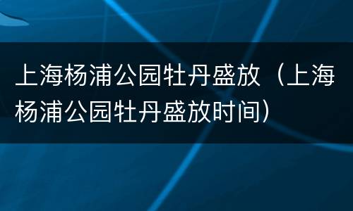 上海杨浦公园牡丹盛放（上海杨浦公园牡丹盛放时间）