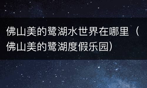 佛山美的鹭湖水世界在哪里（佛山美的鹭湖度假乐园）