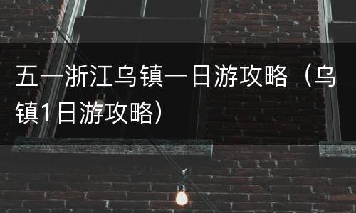 五一浙江乌镇一日游攻略（乌镇1日游攻略）