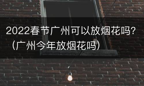 2022春节广州可以放烟花吗？（广州今年放烟花吗）