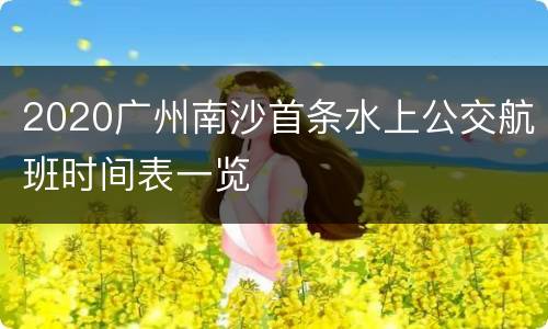 2020广州南沙首条水上公交航班时间表一览