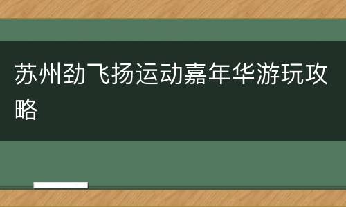 苏州劲飞扬运动嘉年华游玩攻略