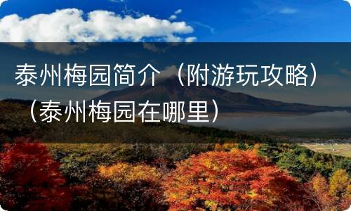泰州梅园简介（附游玩攻略）（泰州梅园在哪里）