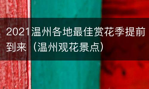 2021温州各地最佳赏花季提前到来（温州观花景点）
