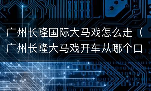广州长隆国际大马戏怎么走（广州长隆大马戏开车从哪个口进方便）