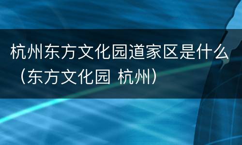 杭州东方文化园道家区是什么（东方文化园 杭州）