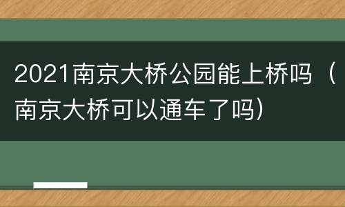 2021南京大桥公园能上桥吗（南京大桥可以通车了吗）