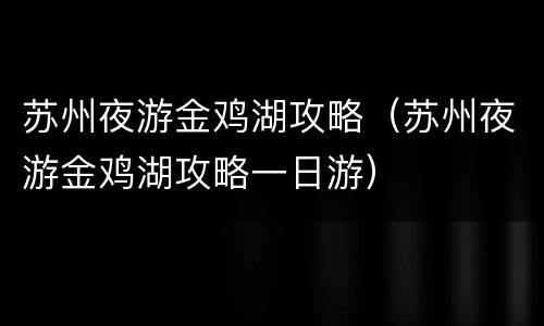 苏州夜游金鸡湖攻略（苏州夜游金鸡湖攻略一日游）