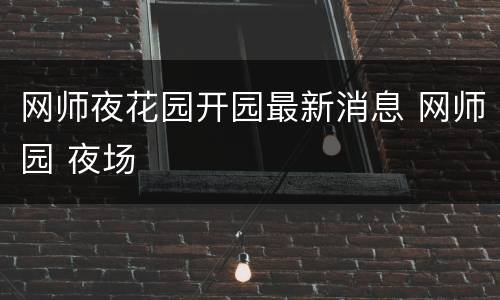 网师夜花园开园最新消息 网师园 夜场