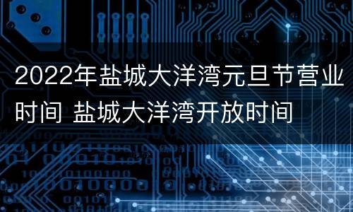 2022年盐城大洋湾元旦节营业时间 盐城大洋湾开放时间