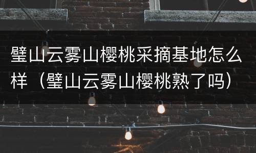璧山云雾山樱桃采摘基地怎么样（璧山云雾山樱桃熟了吗）