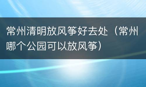 常州清明放风筝好去处（常州哪个公园可以放风筝）