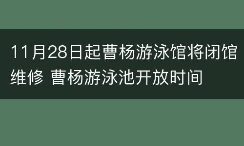 11月28日起曹杨游泳馆将闭馆维修 曹杨游泳池开放时间