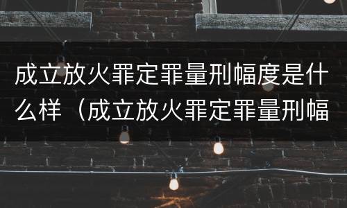 成立放火罪定罪量刑幅度是什么样（成立放火罪定罪量刑幅度是什么样子的）