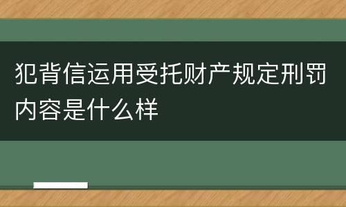 犯背信运用受托财产规定刑罚内容是什么样
