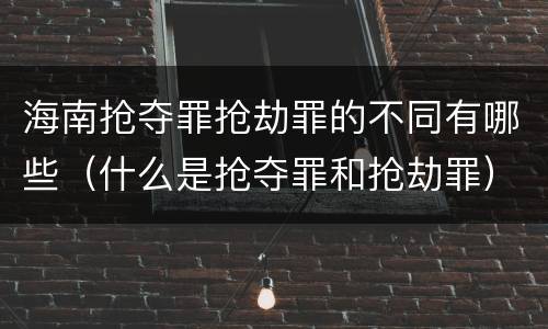 海南抢夺罪抢劫罪的不同有哪些（什么是抢夺罪和抢劫罪）