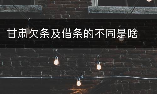 甘肃欠条及借条的不同是啥