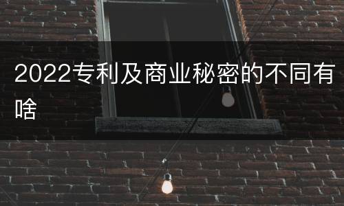 2022专利及商业秘密的不同有啥