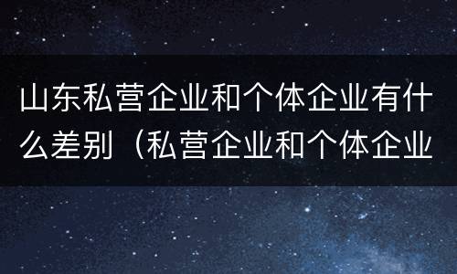 山东私营企业和个体企业有什么差别（私营企业和个体企业的区别）