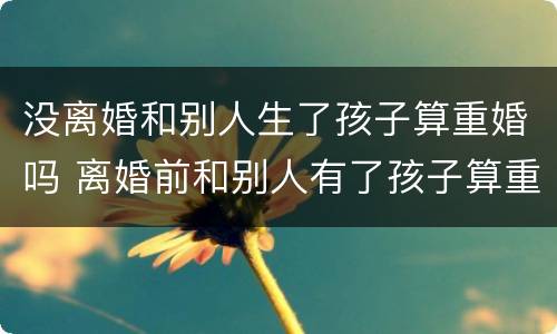没离婚和别人生了孩子算重婚吗 离婚前和别人有了孩子算重婚吗