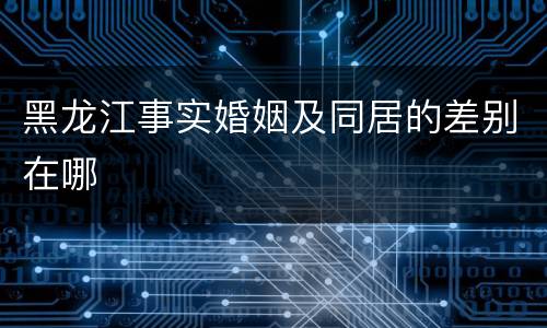 黑龙江事实婚姻及同居的差别在哪