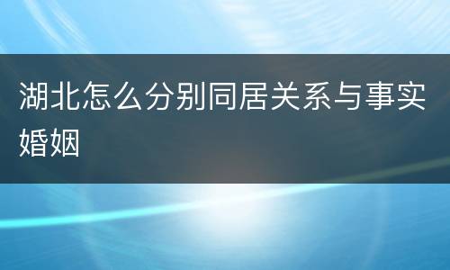 湖北怎么分别同居关系与事实婚姻