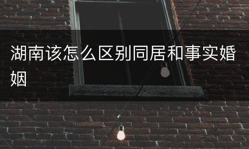湖南该怎么区别同居和事实婚姻