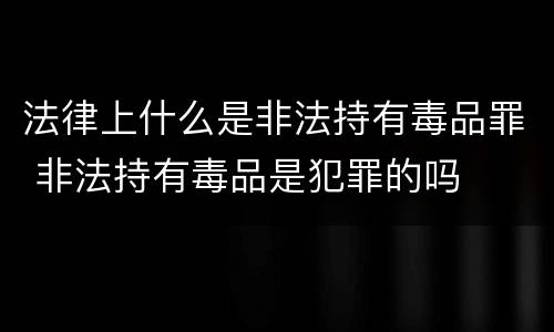 法律上什么是非法持有毒品罪 非法持有毒品是犯罪的吗