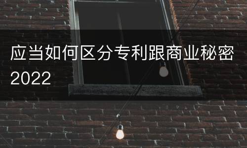 应当如何区分专利跟商业秘密2022