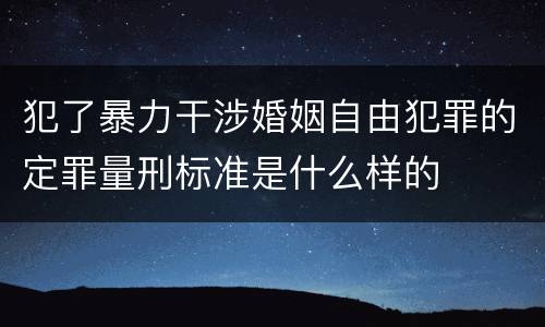 犯了暴力干涉婚姻自由犯罪的定罪量刑标准是什么样的