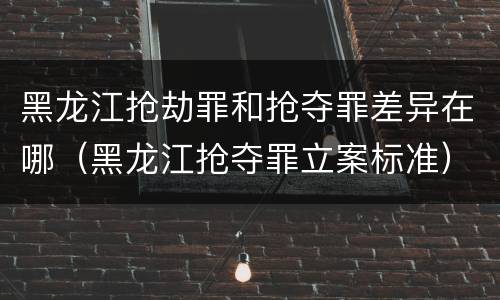 黑龙江抢劫罪和抢夺罪差异在哪（黑龙江抢夺罪立案标准）