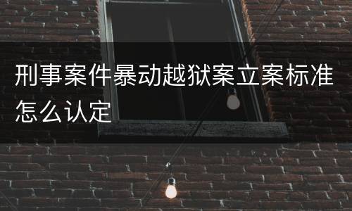 刑事案件暴动越狱案立案标准怎么认定