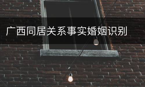 广西同居关系事实婚姻识别