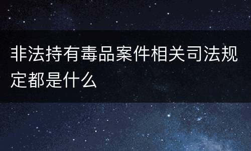 非法持有毒品案件相关司法规定都是什么